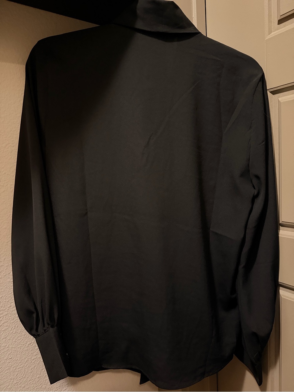 Mango Tie-Neck Black Blouse - Women's Long-Sleeve Blouse - Picture 3 of 5